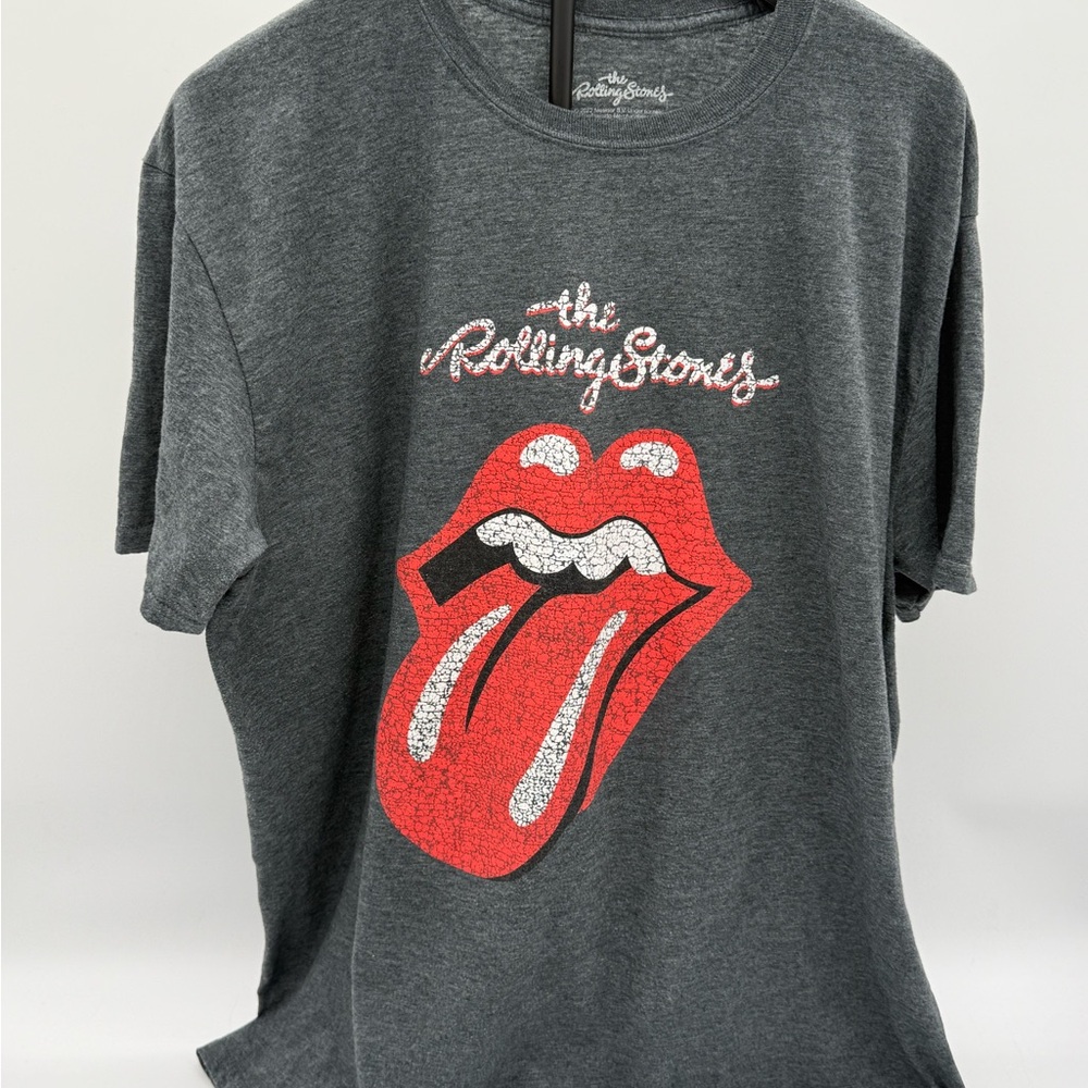 The Rolling Stones Tongue Logo T Shirt Mens 2XL Gray Graphic Rock Band Tee